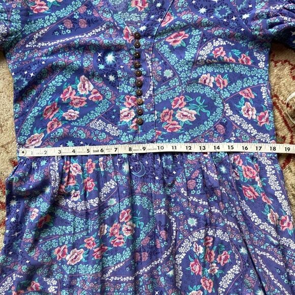 R. Vivimos Floral Paisley Print Flowly Boho V-Neck MIDI Dress Women’s 8/10 - Picture 11 of 15